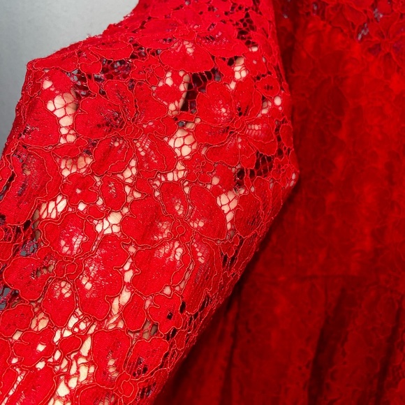 Eloquii Red A-Line Midi Dress with Bishop Sleeves - Picture 11 of 13